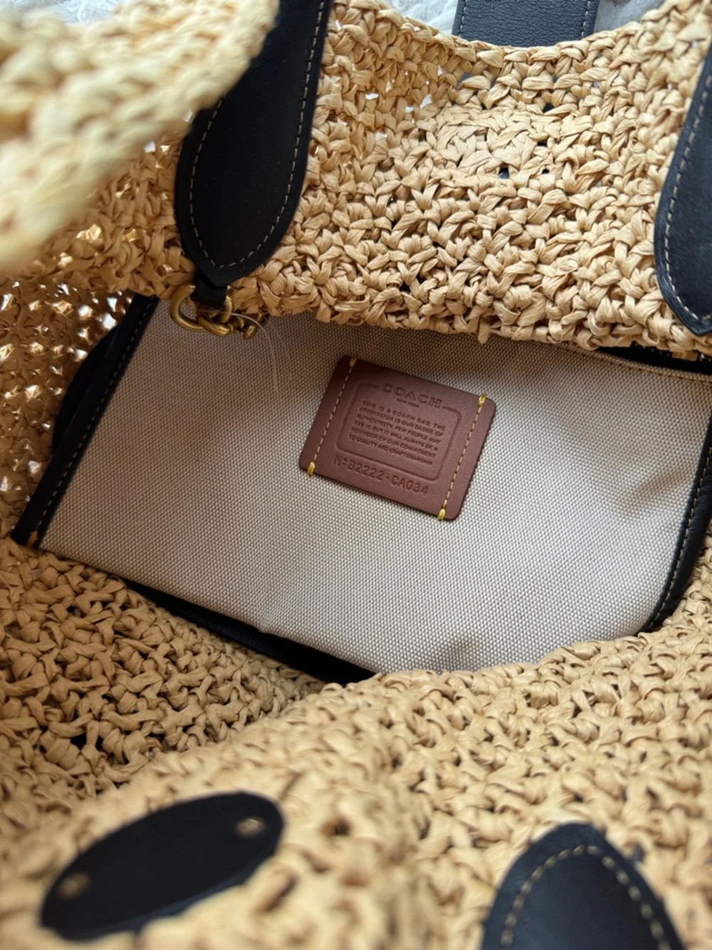 Coach Straw and Leather Tote - Picture 5 of 8